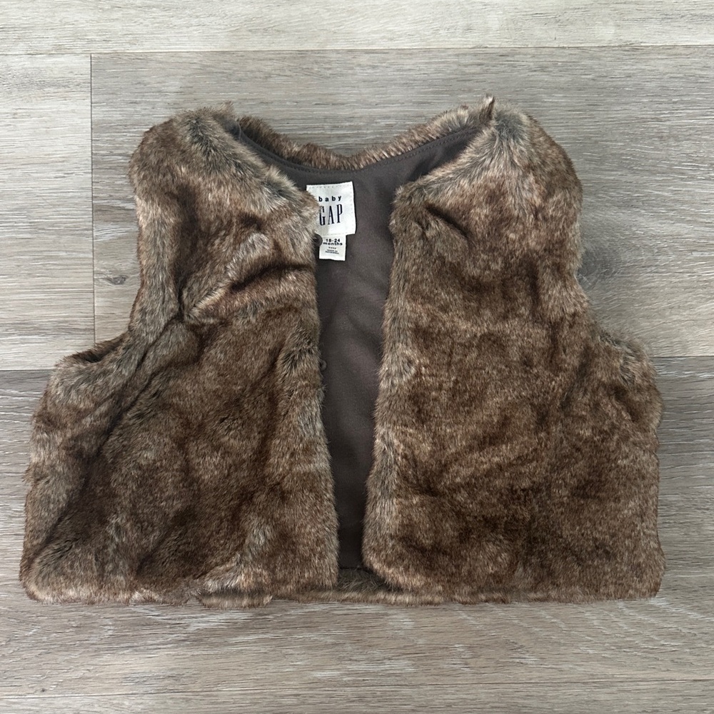 GAP Kids Brown Faux Fur Vest